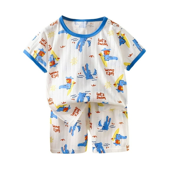 XZNPDUCQ Toddler Girls Clothes Outfits Kid Summer Hawaiian Print T-Shirt + Elastic Waist Pockets Elastic Shorts 2PCS Set For 6 12 18 24 Months 2T 3T 4T 5T Dailywear Blue,3-6 Months