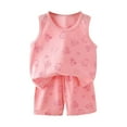 thumbnail image 1 of XZNPDUCQ Toddler Girls Clothes Set Short Sleeve T-shirt Top Elastic Shorts Solid 2Pcs Outfits Cartoon Print 2PCS Set kids For 6 12 18 24 Months 2T 3T 4T 5T Dailywear Pink，7-8 Years, 1 of 3