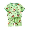 thumbnail image 1 of XZNPDUCQ Toddler Girls Clothes Two Piece Kids Summer Outfit Cute Ruffle Sleeve Twist Front Shirt and Bowknot Shorts Sets T-Shirt Set 7-8 Years Green, 1 of 3