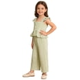 thumbnail image 1 of XZNPDUCQ Toddler Girls Cute Flower 2Pcs Summer Outfits Set – Short Sleeve T-Shirt and Pants Summer 2Pcs Gift Outfits Set (Gift Idea) Summer Short Set Outfit 3-4 Years,Green, 1 of 6
