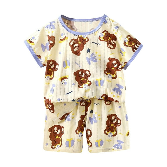XZNPDUCQ Toddler Girls Short Sets Outfits Short Sleeve T-Shirt Tops and Elastic Shorts SetsSet kids Casual Elastic Shorts 2Pcs Dailywear Brown,5-6 Years