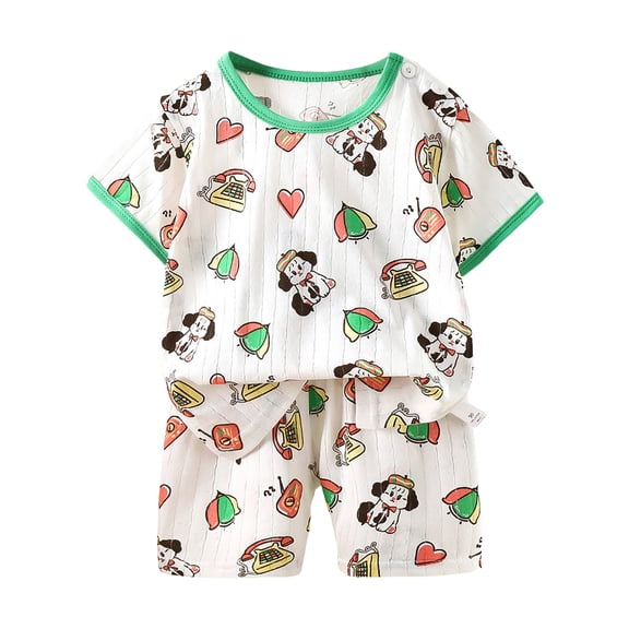 XZNPDUCQ Toddler Girls Short Sets Outfits Short Sleeve T-Shirt Tops and Elastic Shorts SetsSet kids Casual Elastic Shorts 2Pcs Dailywear Green，3-6 Months