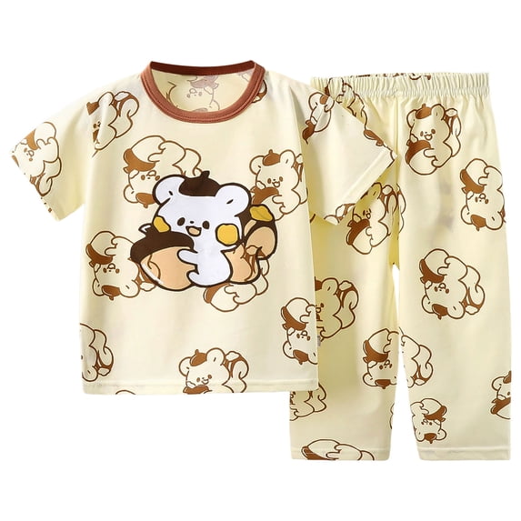XZNPDUCQ Toddler Girls Summer 2Pcs Outfits Set – Cute Flower Short Sleeve T-Shirt + Pants Gift Idea Summer 2Pcs Gift Outfits Set Summer Short Set Outfit 9-10 Years,Brown
