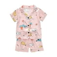 thumbnail image 1 of XZNPDUCQ Toddler Girls Summer Outfit Print Short Sleeve T-Shirt Top with Elastic Shorts 2Pcs Cartoon Print kids For 6 12 18 24 Months 2T 3T 4T 5T Dailywear Yellow，6-12 Months, 1 of 4