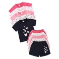 thumbnail image 1 of XZNPDUCQ Toddler Girls Summer Outfit Round Neck Short Sleeve Smocked T-shirt Elastic Shorts 2Pcs Cartoon kids For 6 12 18 24 Months 2T 3T 4T 5T Dailywear Pink，9-12 Months, 1 of 9