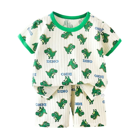 XZNPDUCQ Toddler Girls Summer Outfit Round Neck Short Sleeve Smocked T-shirt Elastic waist Casual Elastic 2Pcs For 6 12 18 24 Months 2T 3T 4T 5T Dailywear Green，4-5 Years