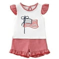 thumbnail image 1 of XZNPDUCQ Toddler Girls Summer Outfit Short Sleeve Letter Print T Shirt Top and Casual Shorts Set Cute Casual Elastic Shorts 2Pcs Summer 2Pcs T Shorts Set Dailywear Red，3-6 Months, 1 of 8