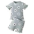 thumbnail image 1 of XZNPDUCQ Toddler Girls Summer Outfit Short Sleeve T-Shirt Tops Elastic Waist Shorts Set Girls Clothes Cartoon Print kids For 6 12 18 24 Months 2T 3T 4T 5T Dailywear Green，18-24 Months, 1 of 9