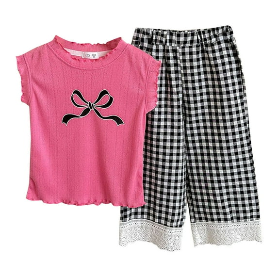 XZNPDUCQ Toddler Girls Summer Set Letter Print Crew Neck Short Sleeve T-Shirts Elastic Waist Shorts 2Pcs Outfits Short Sets For 6 12 18 24 Months 2T 3T 4T 5T Dailywear Pink,2-3 Years