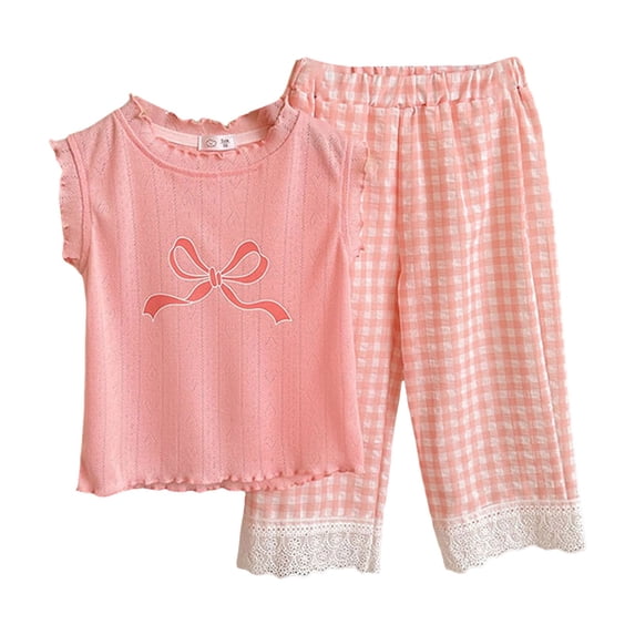 XZNPDUCQ Toddler Girls Summer Set Letter Print Crew Neck Short Sleeve T-Shirts Elastic Waist Shorts 2Pcs Outfits Short Sets For 6 12 18 24 Months 2T 3T 4T 5T Dailywear Pink,4-5 Years