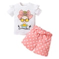 thumbnail image 1 of XZNPDUCQ Toddler Girls Summer Short Sleeve T-Shirt Tops Elastic Shorts Set 2Pcs 2PCS Set kids Casual Elastic Shorts 2Pcs Dailywear Pink，4-5 Years, 1 of 5