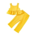 thumbnail image 1 of XZNPDUCQ Toddler Girls Summer Short Sleeve T-Shirt Tops Elastic Shorts Set 2Pcs Casual Outfit Jog Suits Set kids For 18-24 Months 2t 3t 4t 5t Dailywear Yellow，9-12 Months, 1 of 5