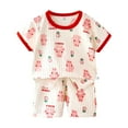 thumbnail image 1 of XZNPDUCQ Toddler Girls Summer Short Sleeve T-Shirt Tops Elastic Shorts Set 2Pcs Casual Outfit Jog Suits kids For 6 12 18 24 Months 2T 3T 4T 5T Dailywear Red，12-18 Months, 1 of 4