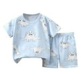 thumbnail image 1 of XZNPDUCQ Toddler Summer Pajamas Set For 4-5 Years Toddler Boy Summer Set Letter Print Crew Neck Short Sleeves T-Shirts Elastic Waist Shorts 2Pcs Outfits Set Dailywear Set, 1 of 4