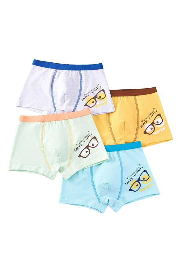 Toddler Training Underwear Boys Cotton Underwear Cool Breathable Comfort Cotton Soft Shorts Kids Boxer Briefs Triangle Briefs Pack Of 4 Thermal Underwear for Boys Gifts(L,Blue)