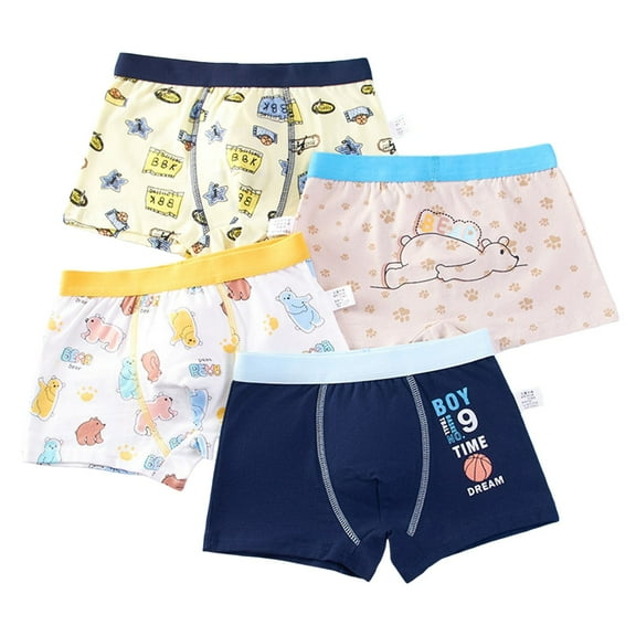 XZNPDUCQ Toddler Training Underwear Boys Cotton Underwear Cool Breathable Comfort Cotton Soft Shorts Kids Boxer Briefs Triangle Briefs Pack Of 4 Thermal Underwear for Boys Gifts（2XL，Dark Blue）