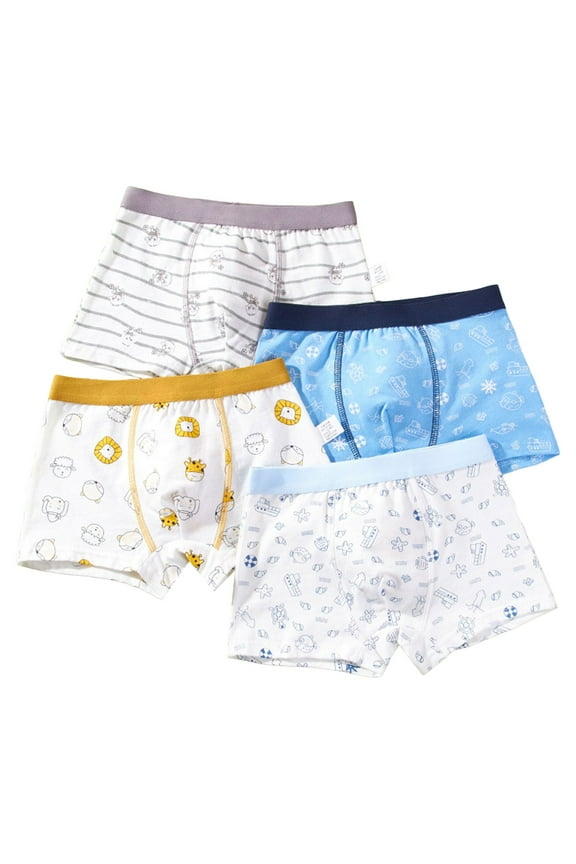 Toddler Training Underwear Boys Underwear Boys Boxer Briefs Triangle Cool Breathable Comfort Cotton Cartoon Print Bottoms Baby Shorts for Toddler Boys(4XL,Blue)