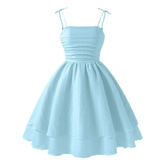 XZNPDUCQ Toddler and Girls Short Sleeve Fashion Dress,casual outfit Wedding Princess Dress (8-9 Years,Sky Blue)