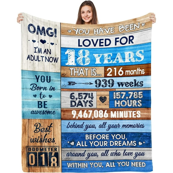 XZYG 18th Birthday Gifts for Boy Throw Blanket 18 Year Birthday Decorations for Boy Flannel Fleece Blanket Best Gifts Idea for Girls Daughter Friends Boys Brother(50*60inch)