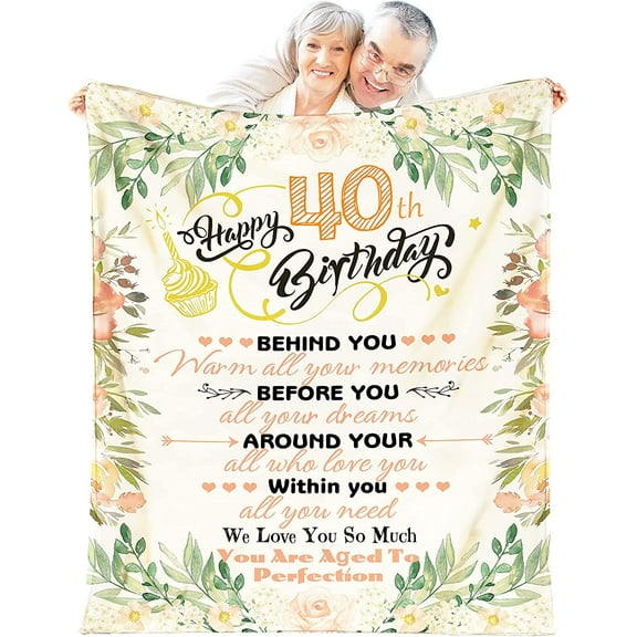 XZYG 40th Birthday Gifts for Women Lightweight Flannel Blanket 40th Birthday Decorations 40 Year Old Gifts for Wife Mom Sister Soft Warm Plush Blanket Fleece for Couch Bed(40*50inch)