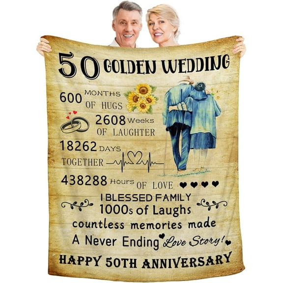 XZYG 50th Wedding Anniversary Blanket Gifts For Yess Dad Mom 50th Marriage Gifts Golden Wedding Gifts For Husband Wife Gifts For 50th Anniversary Couple 50th Anniversary Decorations Gift(50*60inch)
