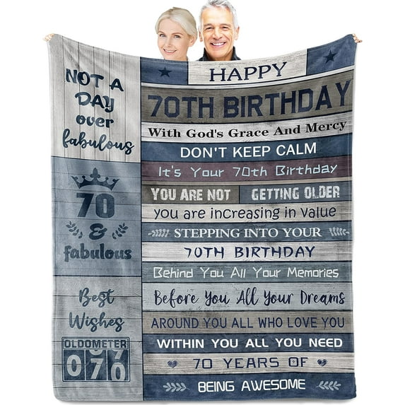 XZYG 70th Birthday Gifts for Women Men Best Gifts for 70 Year Old Woman 70th Birthday Decorations for WomenHappy 70 Year Old Birthday Gifts for Men Blanket(50*60inch)