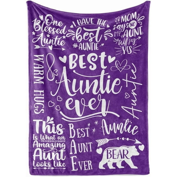 XZYG Aunt Gifts from Niece Nephew Best Auntie Ever Gifts Blanket for Aunt Birthday Gifts Flannel Blankets for Women Purple(40*50inch)