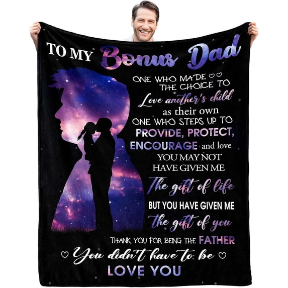 XZYG Bonus Dad Gifts Blanket Step Dad Gifts Step Dad Gifts from Daughter Step Dad Stepped Up Dad Gifts Bonus Dad Gifts from Daughter Soft Cozy Flannel Throw Blanket(50*60inch)