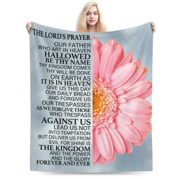 XZYG Christian Gift Blanket The Lord Prayer Religious Gift With Bible Scripture Birthday Gift For Women Mother Aunt Friend Sisters(50*60inch)