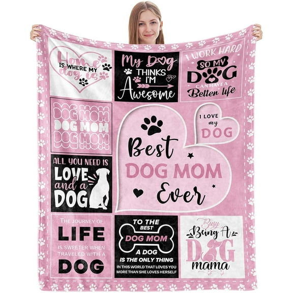 XZYG Dog Mom Gifts for Women Gifts for Dog Moms Dog Lovers Gifts for Women Dog Mom Gift for Christmas Mothers Day Best Dog Mom Birthday Blanket(30*40inch)