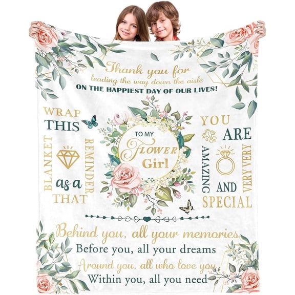 XZYG Flower Girl Gift Blanket Flower Girl Proposal Flower Girl Gifts from Bride on Wedding Day Will You be My Flower Girl Wedding Party Decoration Flannel Blanket(60*80inch)