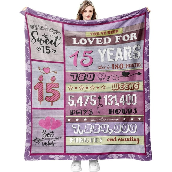 XZYG Gifts for 15 Year Old Girls for 15 Year Old Girls 15 Quinceanera Gifts Birthday Gifts for 15 Year Old Girl 15 Year Old Girl Gift Ideas 15th Birthday Gifts for Teen Girls(60*80inch)