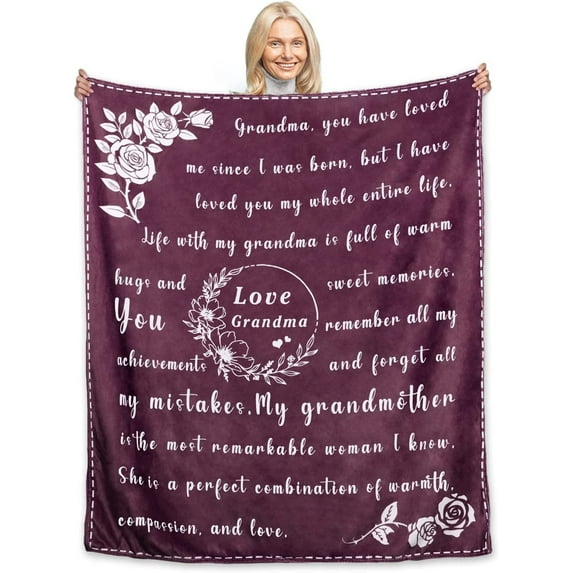 XZYG Gifts for Grandma from Grandson or Granddaughter Soft Flannel Hug Grandmother Throw Blanket Thanksgiving Christmas Nana Birthday Gifts(40*50inch)