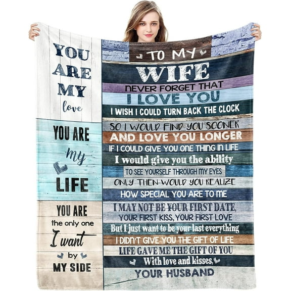 XZYG Gifts for Wife Gift Form Husband Blanket for Christmas Wedding Anniversary Birthday Mothers Day Valentines Day Romantic for Wife Ideas Healing Thoughts Ultra Soft Blanketsch(50*60inch)