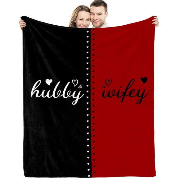 XZYG Hubby and Wifey Blanket Wedding Gifts For Couples Unique Bridal Shower Mr and Mrs Gifts Bride To Be Gifts His And Her for Newlywed Christmas Anniversary Married Gifts(30*40inch)