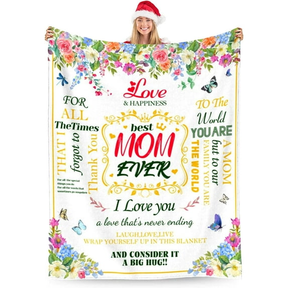 XZYG Mom Blanket for Mother's Day Birthday Gift Blanket for Mom from Daughter&Son Sweet I Love You Blanket to Mom Super Soft Flannel Throw Blankets for Christmas Valentines Day(60*80inch)