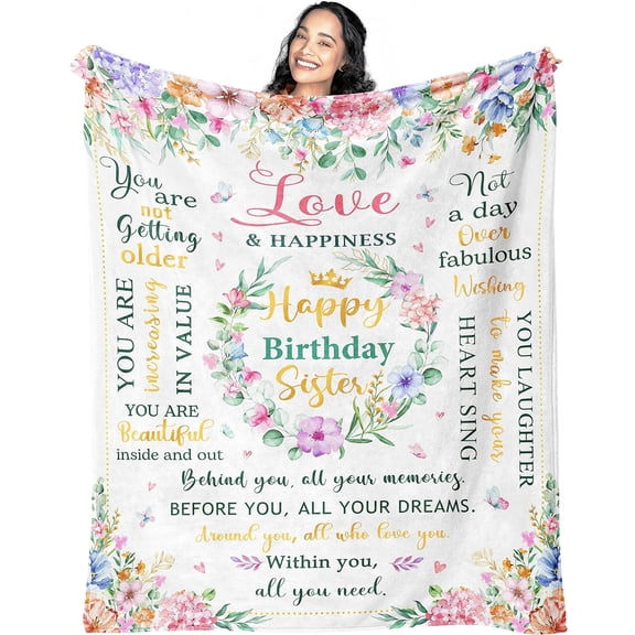 XZYG Sister Birthday Gift Ideas Blanket Birthday Gifts for Sister from Sister Sister Birthday Gifts from Sister Birthday Gift for Sister Happy Birthday Sister Sister Birthday Gift(60*80inch)