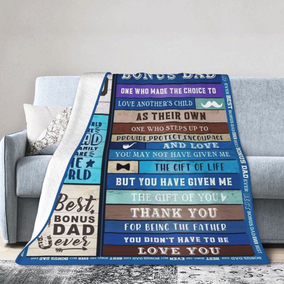 XZYG To My Bonus Dad Throw Blanket Soft Fuzzy Fleece Blanket For Couch Bed Living Room Decoration(60*80inch)