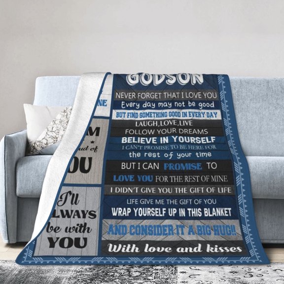 XZYG To My Godson Throw Blanket Soft Fuzzy Fleece Blanket For Couch Bed Living Room Decoration(50*60inch)