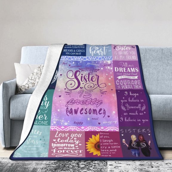 XZYG To My Sister Throw Blanket Soft Fuzzy Fleece Blanket For Couch Bed Living Room Decoration(60*80inch)