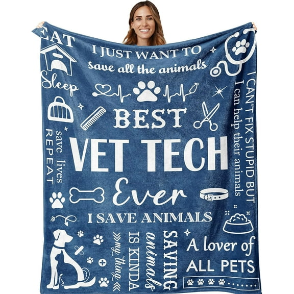 XZYG Vet Tech Gifts Veterinary Gifts Vet Tech Blanket Vet Tech Week Gifts Gifts for Veterinarians Best Vet Tech Ever Gift(30*40inch)