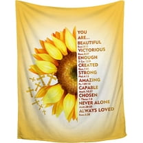 XZYG Yellow Sunflower Prayer Blanket Bible Verse Healing Inspirational Sympathy Fleece Throw Religious Christian Gifts for Women Wife Womens Gift Ideas(30*40inch)