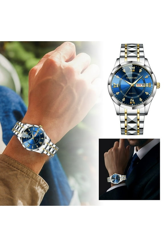 Men's Nightlight Business Casual Quartz Watch With Steel Strap Mens Watch Digital Wrist Watch for Women Solar Digital Watch A11 Watch Mtg-b2000 Aw1236-03a Analog for Watch Pocket Altimeter 10