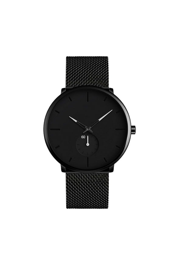 Men's Quartz Watch Business Mesh Strap Watch Men's Black Dial Fashion Men's And for Small Wrists Wind up for Women No Battery Vibrating Alarm for Men Bands for Dive Watch for Men Talking Watch