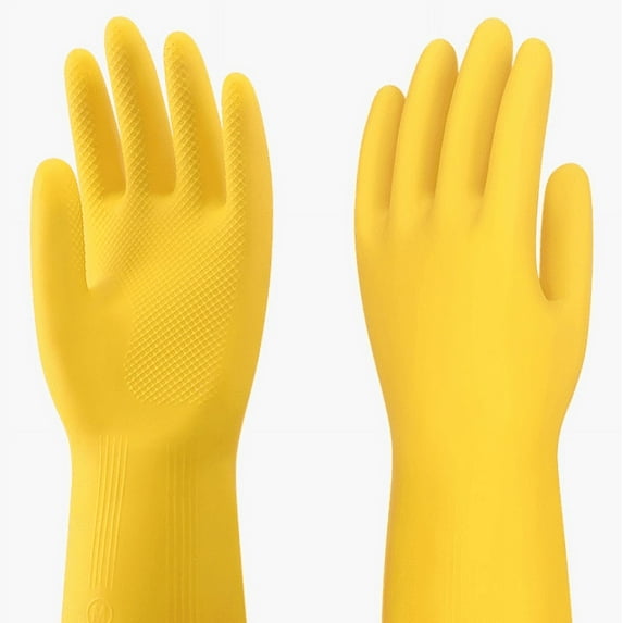 XZYYR Yellow Dishwashing Gloves Natural Rubber Latex Dishwashing Gloves Small Gloves Disposable Mowing Gloves Latex Long Gloves for Work Dish Wash Gloves Medium Large Cooking Gloves Auto Detailing