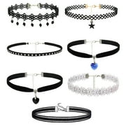 XZZjjl 4th of the July Brooch 7 Pieces Choker Necklace Set Stretch Velvet Classic Gothic Tattoochoker *6Pcs