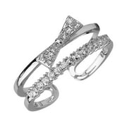 XZZjjl Gold Rings That Don'T Tarnish Stackable Rings Delicate Design Double Bow Zircon Ring Opening Fashion Can Be Adjustable Ring Light Luxury High Grade Ring