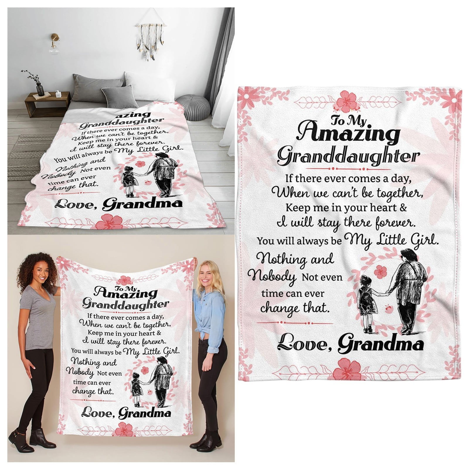 XZZjjl Household Textile Throw Blanket with Pom Poms for My Granddaughter Wherever Your Life