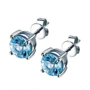 XZZjjl Ornament Light Up Earrings Natural Morganite Color Stone Stud Earrings 6Mm Feminine Earrings