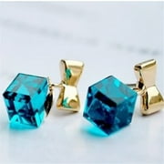 XZZjjl Stud Earrings for Men Titanium Fashion Trend Europe and America Square Blue Ladies Earrings